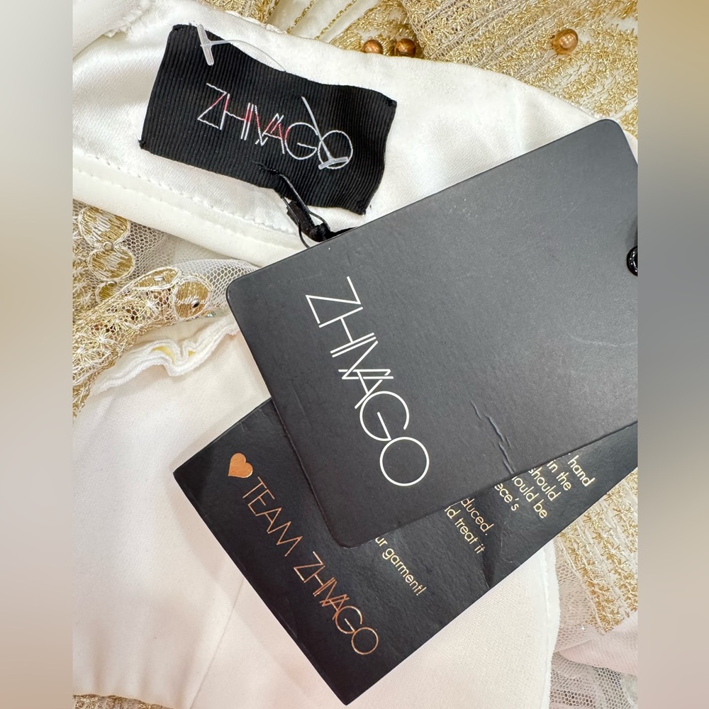 Zhivago Signature Chrysler Studded & Embroidered Gown - Moet White Maxi Dress - Picture 9 of 13